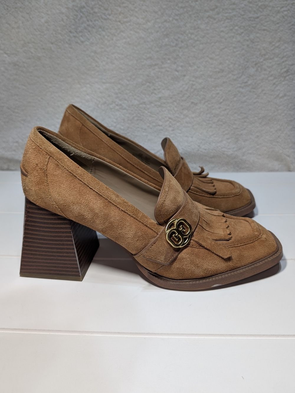 Sam Edelman Quinly Kiltie Loafer Tan Suede Leather Women's 10 Hippie Retro 70's